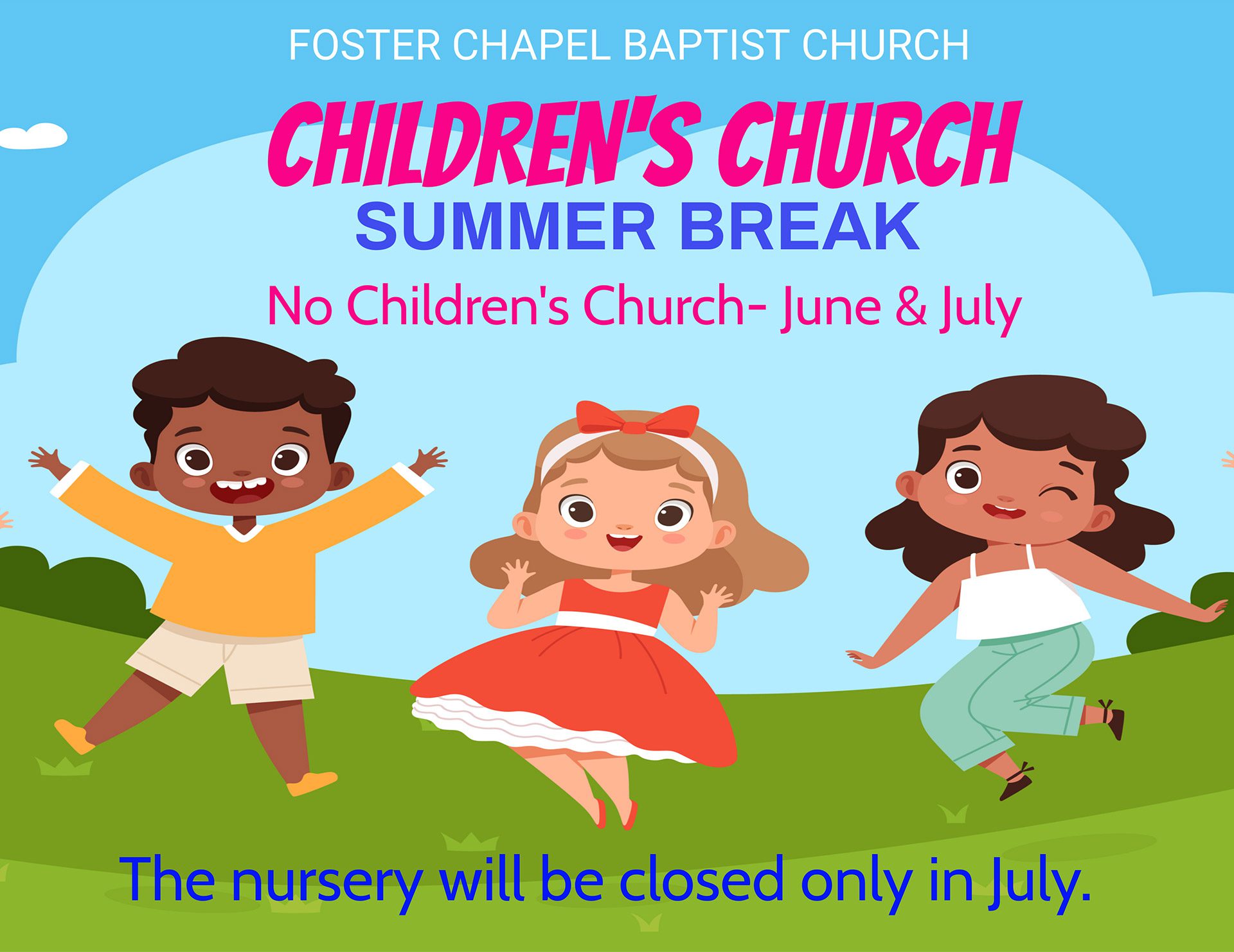 Children's Church Summer Break